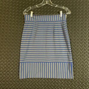 PLENTY by Tracy Reese Anthropologie Skirt Blue Gray Striped Pencil Skirt Women 6